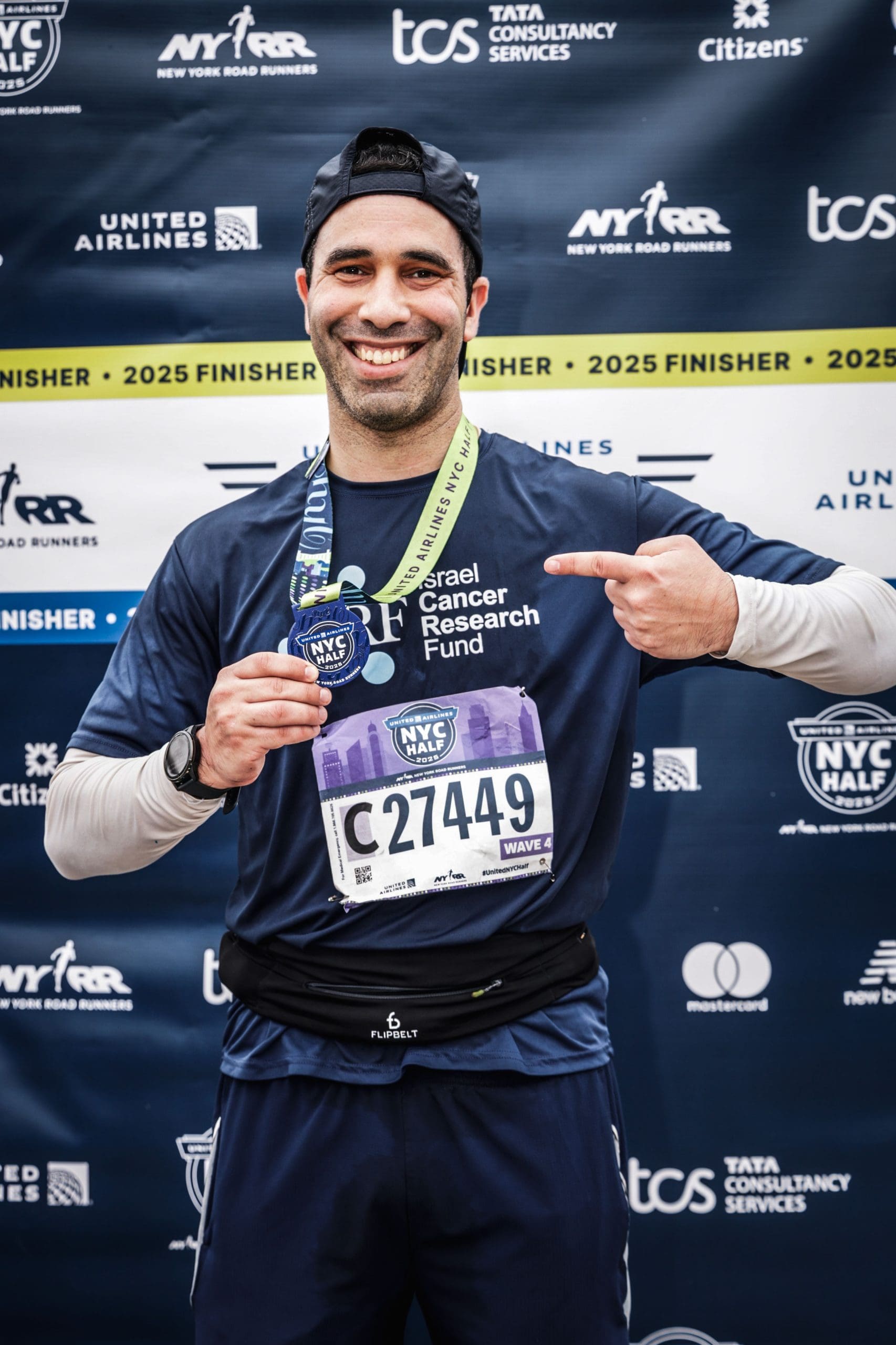 Joel Brooks 2025 NYC Half - Israel Cancer Research Fund Joel Brook at 2025 NYC Half Marathon Supporting ICRF